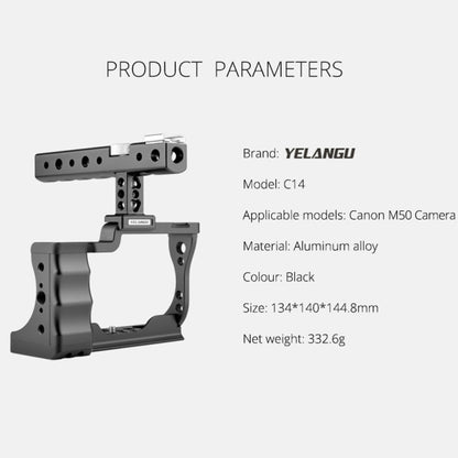 YELANGU C14 YLG0714A Video Camera Cage Stabilizer with Handle for Canon EOS M50(Black) - Camera Accessories by YELANGU | Online Shopping UK | buy2fix