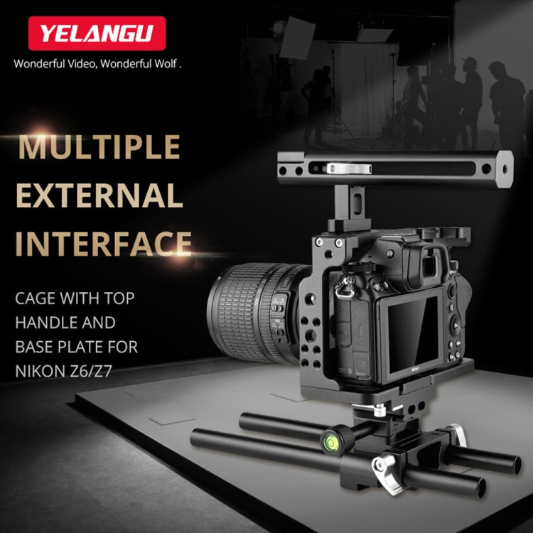 YELANGU C15 YLG0711A Video Camera Cage Stabilizer with Handle & Rail Rod for Nikon Z6 / Z7(Black) - Camera Accessories by YELANGU | Online Shopping UK | buy2fix