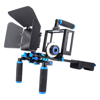 YELANGU D222 Dual Handles Camera Shoulder Mount + Camera Cage Stabilizer Kit with Matte Box + Follow Focus for DSLR Camera / Video Camera - Camera Accessories by YELANGU | Online Shopping UK | buy2fix