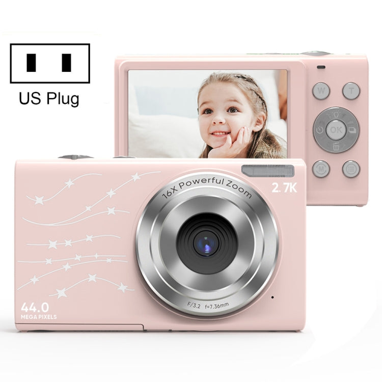 DC402 2.4 inch 44MP 16X Zoom 1080P Full HD Digital Camera Children Card Camera, US Plug (Pink) - Consumer Electronics by buy2fix | Online Shopping UK | buy2fix