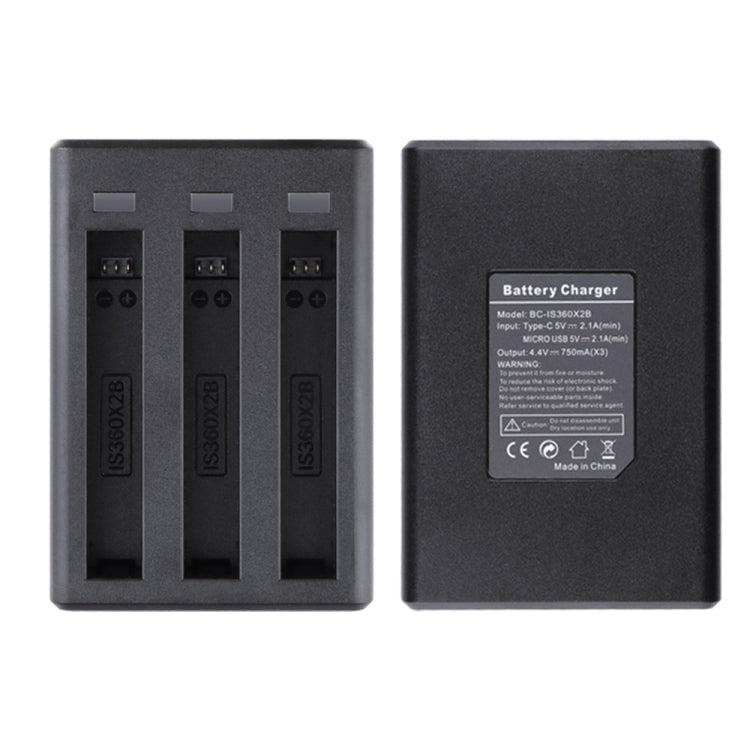 Tri-Slot Batteries Fast Charger for Insta360 One X2 (Black) - DJI & GoPro Accessories by buy2fix | Online Shopping UK | buy2fix