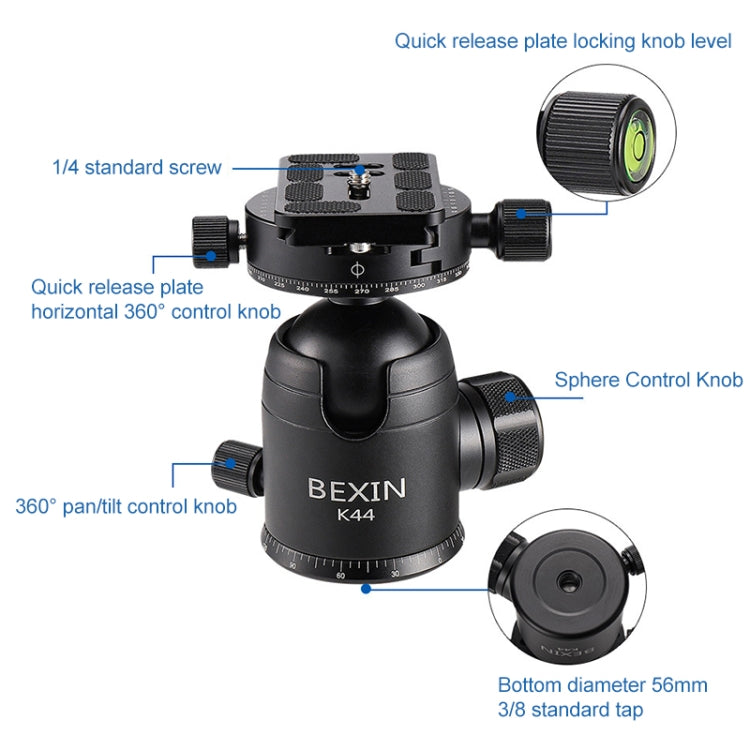 BEXIN RC334 Portable Collapsible Carbon Fiber Camera Tripod - Camera Accessories by BEXIN | Online Shopping UK | buy2fix