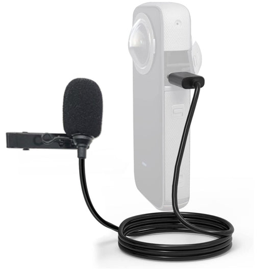 For Insta360 ONE X2 Lavalier Clip Type-C Recording Microphone (Black) - DJI & GoPro Accessories by buy2fix | Online Shopping UK | buy2fix