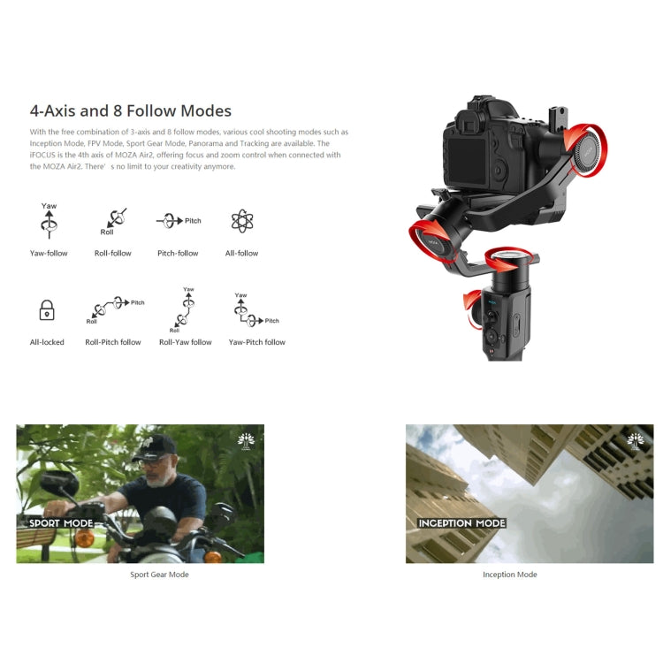 MOZA Air 2 + iFocus-M + Fashion Backpack 3 Axis Handheld Gimbal Stabilizer for DSLR Camera, Load: 4.2kg(Black) - Camera Accessories by MOZA | Online Shopping UK | buy2fix