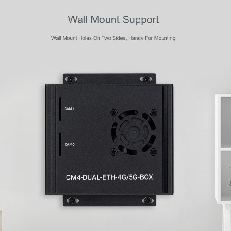 Waveshare Dual Gigabit Ethernet 5G/4G Computer Box with Cooling Fan for Raspberry Pi CM4(US Plug) - Mini PC Accessories by WAVESHARE | Online Shopping UK | buy2fix