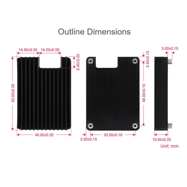 WAVESHARE Aluminum Heatsink for Raspberry Pi CM4, with Antenna Notch (Black) - Consumer Electronics by WAVESHARE | Online Shopping UK | buy2fix