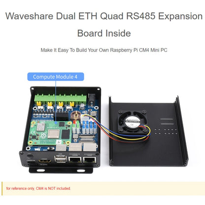 Waveshare Dual ETH Mini-Computer for Raspberry Pi CM4, Gigabit Ethernet, 4CH Isolated RS485(EU Plug) - Mini PC Accessories by WAVESHARE | Online Shopping UK | buy2fix