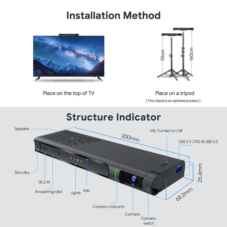 MECOOL KA2 Video Calling on TV Android 10.0 Smart TV Box with Remote Control, Amlogic S905X4 Quad Core Cortex A35, 2GB+16GB, Dual-Band / Ethernet / Camera(AU Plug) - Consumer Electronics by MECOOL | Online Shopping UK | buy2fix