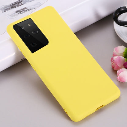 For Samsung Galaxy S21 Ultra 5G Pure Color Liquid Silicone Shockproof Full Coverage Case(Yellow) - Samsung Accessories by buy2fix | Online Shopping UK | buy2fix