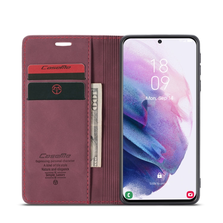 For Samsung Galaxy S21 5G CaseMe 013 Multifunctional Horizontal Flip Leather Case with Holder & Card Slot & Wallet(Wine Red) - Samsung Accessories by CaseMe | Online Shopping UK | buy2fix