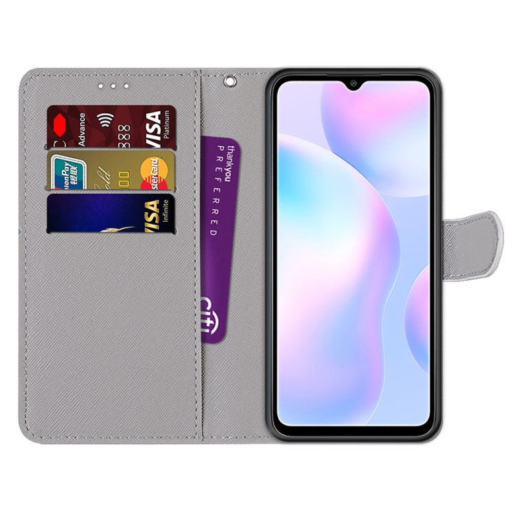 For Xiaomi Redmi 9A Coloured Drawing Cross Texture Horizontal Flip PU Leather Case with Holder & Card Slots & Wallet & Lanyard(Leather Shoes Cat) - Xiaomi Cases by buy2fix | Online Shopping UK | buy2fix