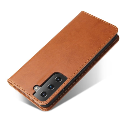 For Samsung Galaxy S21+ 5G Fierre Shann PU Genuine Leather Texture Horizontal Flip Leather Case with Holder & Card Slots & Wallet(Brown) - Galaxy S21+ 5G Cases by FIERRE SHANN | Online Shopping UK | buy2fix