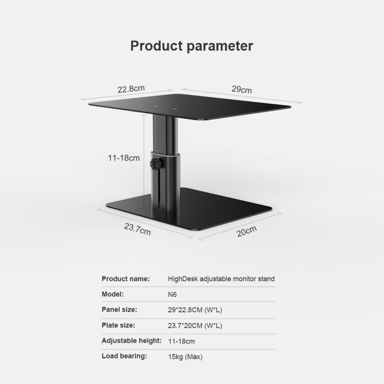 NILLKIN N6 Adjustable High Desk Laptop Monitor Stand Holder (Black) - Computer & Networking by NILLKIN | Online Shopping UK | buy2fix