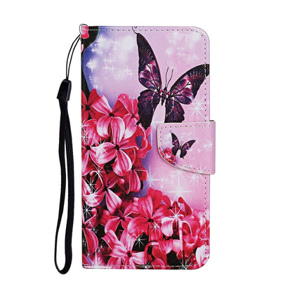 For Samsung Galaxy A02s(EU Edition) Colored Drawing Pattern Horizontal Flip Leather Case with Holder & Card Slots & Wallet & Lanyard(Red Flower Butterfly) - Galaxy Phone Cases by ViLi | Online Shopping UK | buy2fix