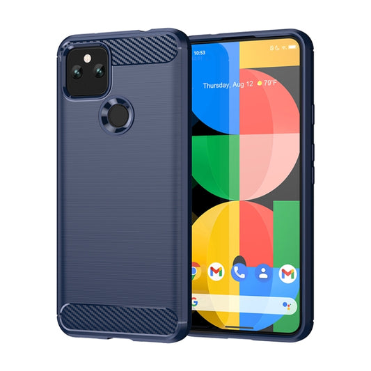 For Google Pixel 5a Brushed Texture Carbon Fiber TPU Case(Navy Blue) - Google Cases by buy2fix | Online Shopping UK | buy2fix