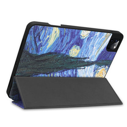 For iPad Pro 11 2022 / 2021 Colored Drawing Horizontal Flip TPU + PU Leather Tablet Case with Three-folding Holder & Sleep / Wake-up Function & Pen Slot(Starry Sky) - Apple Accessories by buy2fix | Online Shopping UK | buy2fix