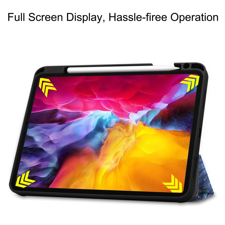 For iPad Pro 11 2022 / 2021 Colored Drawing Horizontal Flip TPU + PU Leather Tablet Case with Three-folding Holder & Sleep / Wake-up Function & Pen Slot(Starry Sky) - Apple Accessories by buy2fix | Online Shopping UK | buy2fix