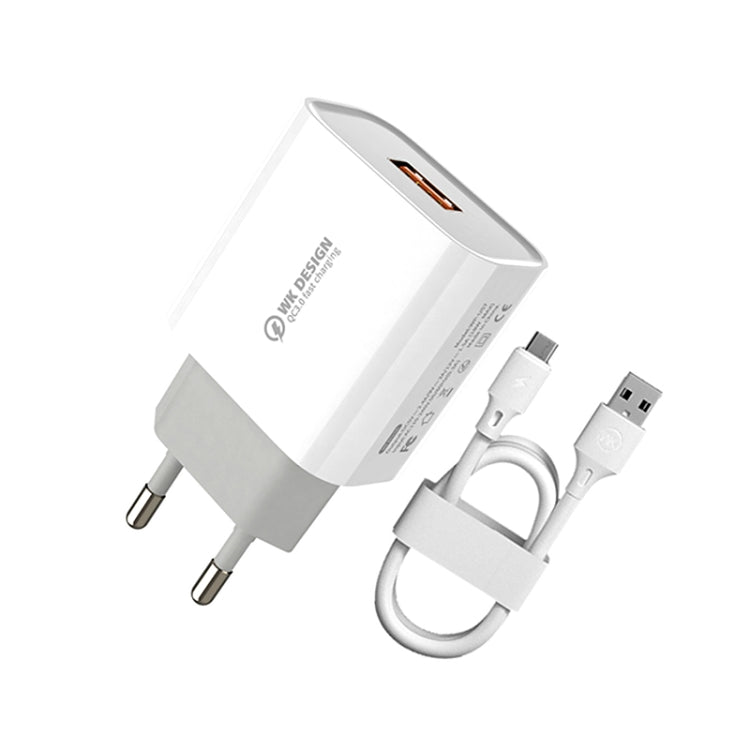 WK WP-U57 Max 18W Maxspeed QC3.0 Fast Charger + USB to Type-C / USB-C Data Cable, Plug Type:EU Plug - Apple Accessories by WK | Online Shopping UK | buy2fix