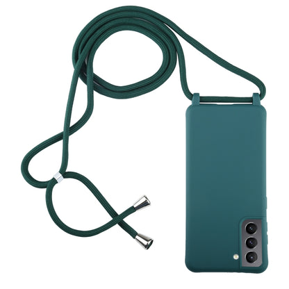 For Samsung Galaxy S21+ 5G Candy Colors TPU Protective Case with Lanyard(Dark Green) - Samsung Accessories by buy2fix | Online Shopping UK | buy2fix