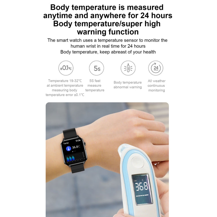 E86 1.7 inch TFT Color Screen IP68 Waterproof Smart Watch, Support Blood Oxygen Monitoring / Body Temperature Monitoring / AI Medical Diagnosis, Style: TPU Strap(Red) - Smart Wear by buy2fix | Online Shopping UK | buy2fix