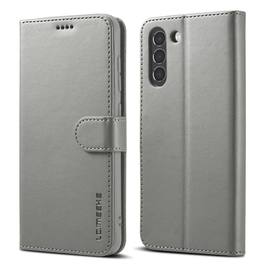 For Samsung Galaxy S21 FE LC.IMEEKE Calf Texture Horizontal Flip Leather Case, with Holder & Card Slots & Wallet(Grey) - Galaxy Phone Cases by LC.IMEEKE | Online Shopping UK | buy2fix