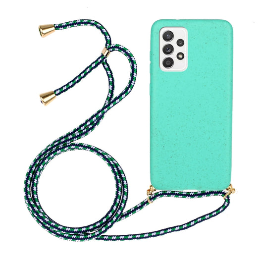 For Samsung Galaxy A52 5G / 4G Wheat Straw Material + TPU Protective Case with Lanyard(Green) - Samsung Accessories by buy2fix | Online Shopping UK | buy2fix