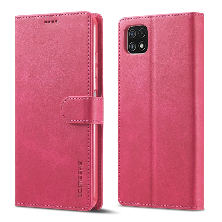 For Samsung Galaxy A22 5G LC.IMEEKE Calf Texture Horizontal Flip Leather Case with Holder & Card Slots & Wallet(Red) - Galaxy Phone Cases by LC.IMEEKE | Online Shopping UK | buy2fix