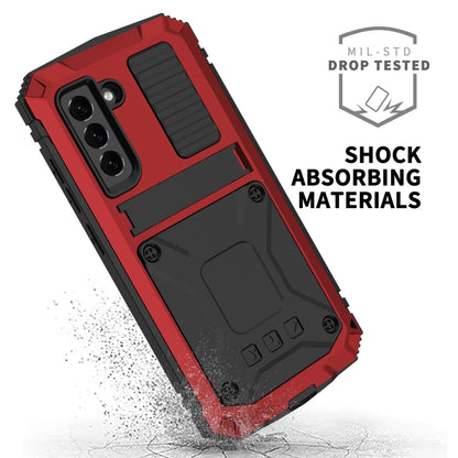 For Samsung Galaxy S21 FE R-JUST Shockproof Waterproof Dust-proof Metal + Silicone Protective Case with Holder(Red) - Samsung Accessories by R-JUST | Online Shopping UK | buy2fix