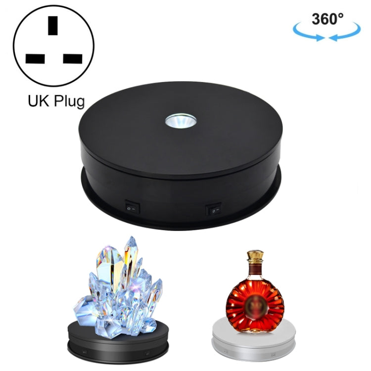 20cm Electric Rotating Turntable Display Stand LED Light Video Shooting Props Turntable, Power Plug:220V UK Plug(Black) - Camera Accessories by buy2fix | Online Shopping UK | buy2fix