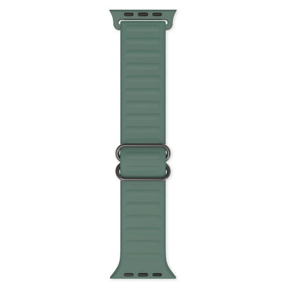 Japanese Word Buckle Silicone Watch Band For Apple Watch Series 9&8&7 41mm / SE 3&SE 2&6&SE&5&4 40mm / 3&2&1 38mm(Pine Needle Green) - Watch Bands by buy2fix | Online Shopping UK | buy2fix