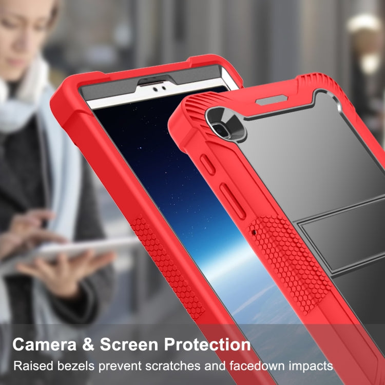 For Samsung Galaxy Tab A7 Lite T225/T220 Silicone + PC Shockproof Protective Case with Holder(Red + Black) - Tab A7 Lite T220 / T225 by buy2fix | Online Shopping UK | buy2fix