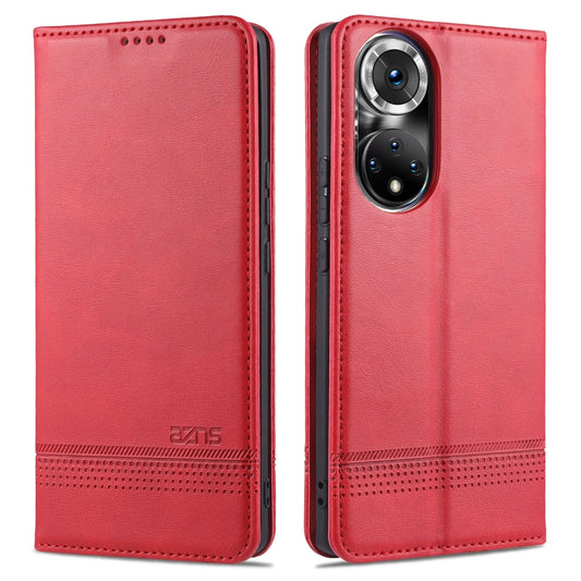 For Honor 50 AZNS Magnetic Calf Texture Horizontal Flip Leather Case with Card Slots & Holder & Wallet(Red) - Honor Cases by AZNS | Online Shopping UK | buy2fix