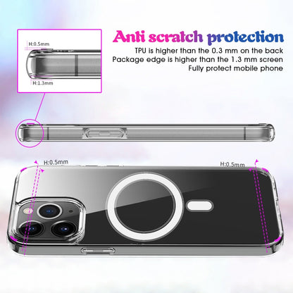 For iPhone 13 Pro Max Magsafe Case Simple Magnetic Ring All-inclusive Clear Crystal Acrylic PC +TPU Shockproof Case (Transparent) - iPhone 13 Pro Max Cases by buy2fix | Online Shopping UK | buy2fix