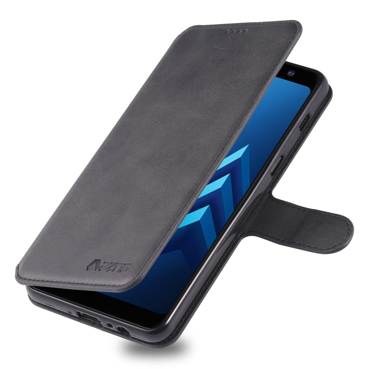 For Galaxy A8 2018 AZNS Calf Texture Magnetic Horizontal Flip PU Leather Case with Holder & Card Slots & Photo Frame(Black) - Galaxy Phone Cases by AZNS | Online Shopping UK | buy2fix