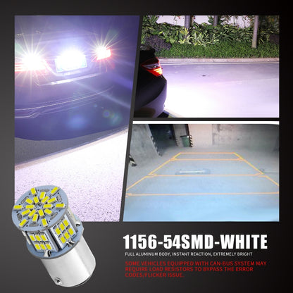 1 Pair E0052 9-14V 1156-54SMD-2835 6000K 1080LM White Light Car Decoding Turn Signal Reversing Light - In Car by buy2fix | Online Shopping UK | buy2fix