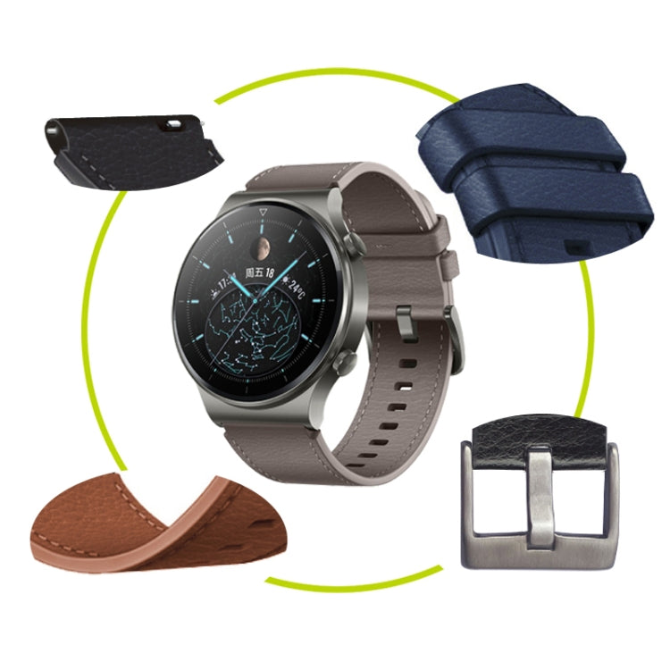 For Huawei Watch GT2 Pro Leather Watch Band(Midnight Blue) - Smart Wear by buy2fix | Online Shopping UK | buy2fix