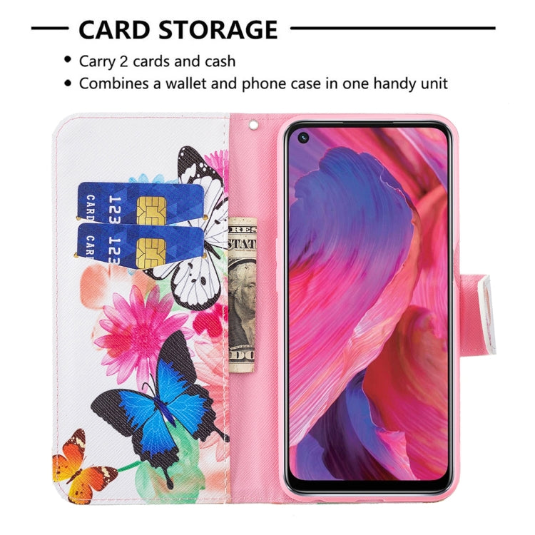 For OPPO A74 / A93 / A54 5G Colored Drawing Pattern Horizontal Flip Leather Case with Holder & Card Slots & Wallet(Butterflies) - OPPO & vivo Accessories by buy2fix | Online Shopping UK | buy2fix