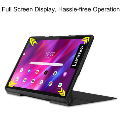 For Lenovo Yoga Tab 11 Custer Texture Horizontal Flip PU Leather Case with Holder & Sleep / Wake-up Function(Black) - For Lenovo by buy2fix | Online Shopping UK | buy2fix