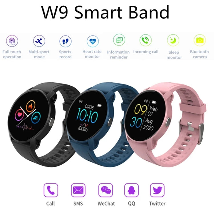 W9 Smart Sport Bracelet, Support Heart Rate Detection & Pedometer & Sedentary Reminder & Sleep Monitoring(Blue) - Smart Wear by buy2fix | Online Shopping UK | buy2fix