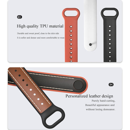 For Xiaomi Mi Band 5/6/7 MIJOBS TPU + Leather Watch Band(Black+Orange) - Watch Bands by MIJOBS | Online Shopping UK | buy2fix