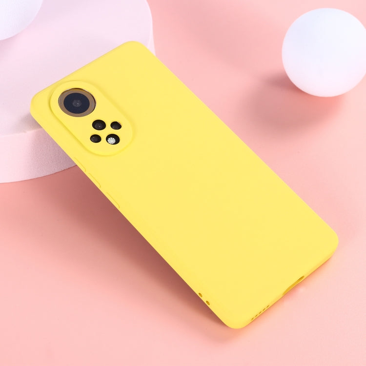 For Huawei Nova 9 Solid Color Liquid Silicone Dropproof Full Coverage Protective Case(Yellow) - Mobile Accessories by buy2fix | Online Shopping UK | buy2fix