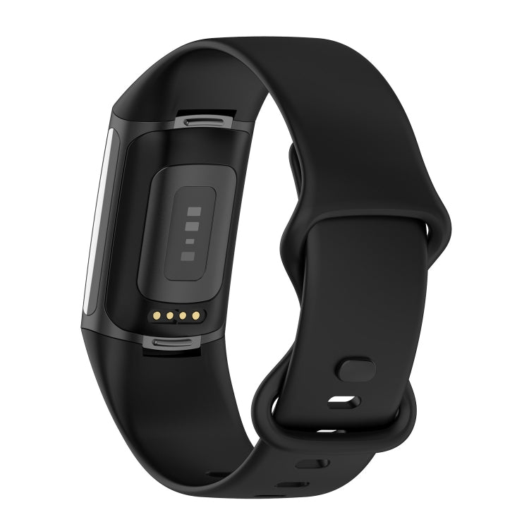 For Fitbit Charge 5 Silicone Watch Band, Size:S (Black) - Smart Wear by buy2fix | Online Shopping UK | buy2fix