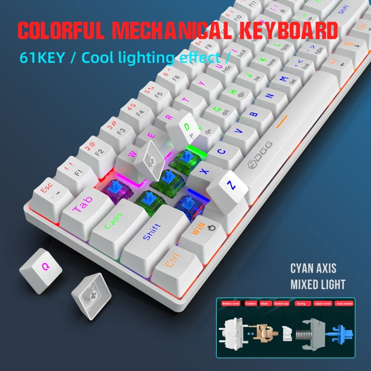 HXSJ V900 61 Keys Cool Lighting Effect Mechanical Wired Keyboard(White) - Wired Keyboard by HXSJ | Online Shopping UK | buy2fix