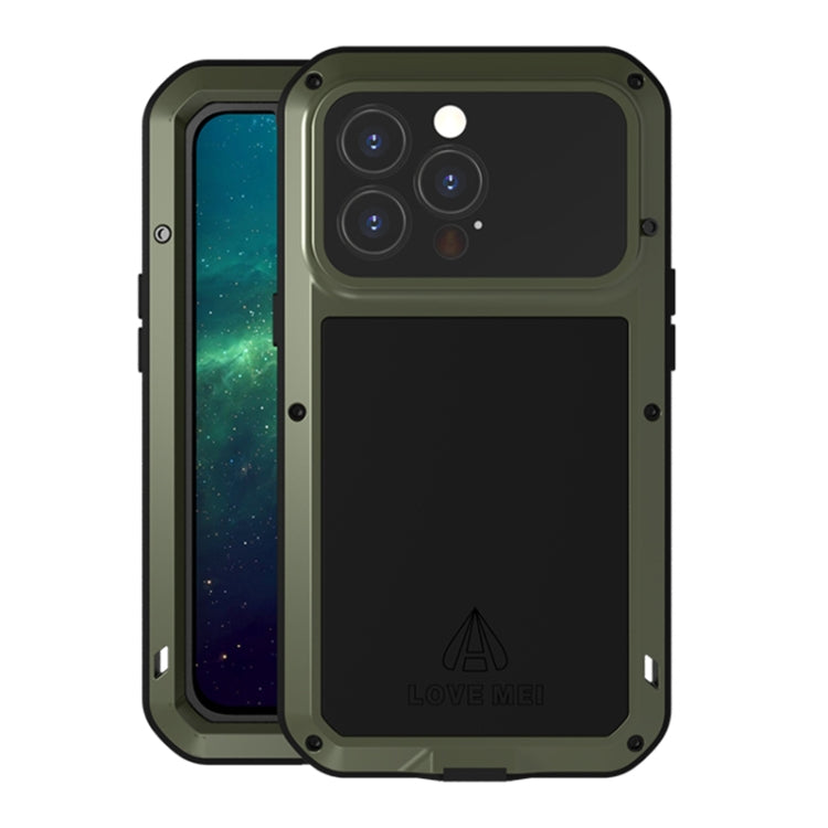 For iPhone 13 Pro LOVE MEI Metal Shockproof Life Waterproof Dustproof Protective Phone Case (Army Green) - iPhone 13 Pro Cases by LOVE MEI | Online Shopping UK | buy2fix