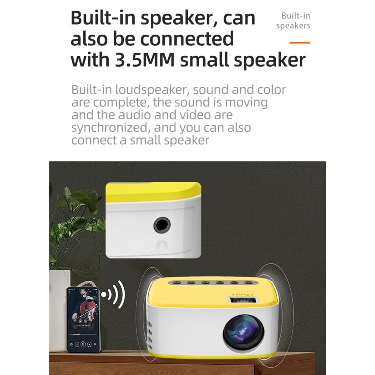 T20 320x240 400 Lumens Portable Home Theater LED HD Digital Projector, Same Screen Version, AU Plug(White Yellow) - Consumer Electronics by buy2fix | Online Shopping UK | buy2fix