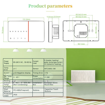 BHT-005-GA 220V AC 3A Smart Home Heating Thermostat for EU Box, Control Water Heating with Only Internal Sensor - Consumer Electronics by buy2fix | Online Shopping UK | buy2fix