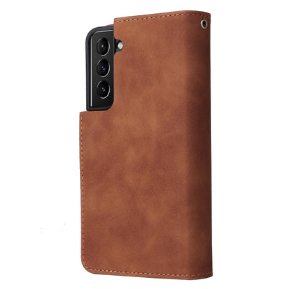 For Samsung Galaxy S22 5G Multifunctional Phone Leather Case with Card Slot & Holder & Zipper Wallet & Photo Frame(Brown) - Samsung Accessories by buy2fix | Online Shopping UK | buy2fix