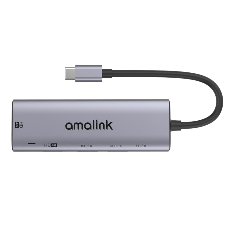 amalink 95126 Type-C / USB-C to Dual HDMI + 2 Ports USB + PD 3.0 Multi-function HUB(Grey) - USB HUB by amalink | Online Shopping UK | buy2fix