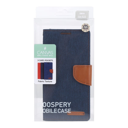 For Samsung Galaxy S22+ 5G GOOSPERY CANVAS DIARY Canvas Texture Leather Phone Case(Dark Blue) - Galaxy S22+ 5G Cases by GOOSPERY | Online Shopping UK | buy2fix