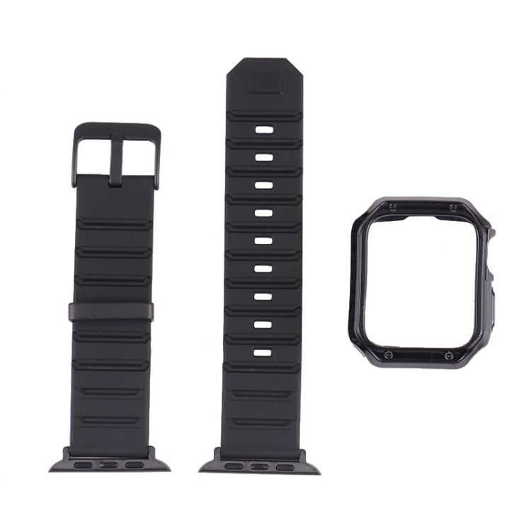 Silicone Watch Band + Watch Case Set For Apple Watch Series 7 45mm(Black) - Smart Wear by buy2fix | Online Shopping UK | buy2fix